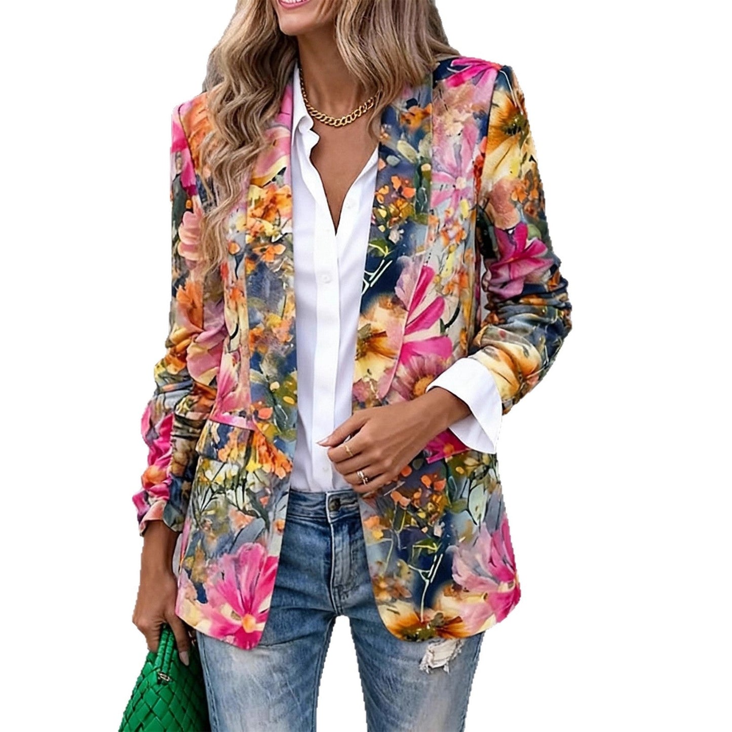 Damen Blazer Florales Design Moderner Schnitt Norvielle
