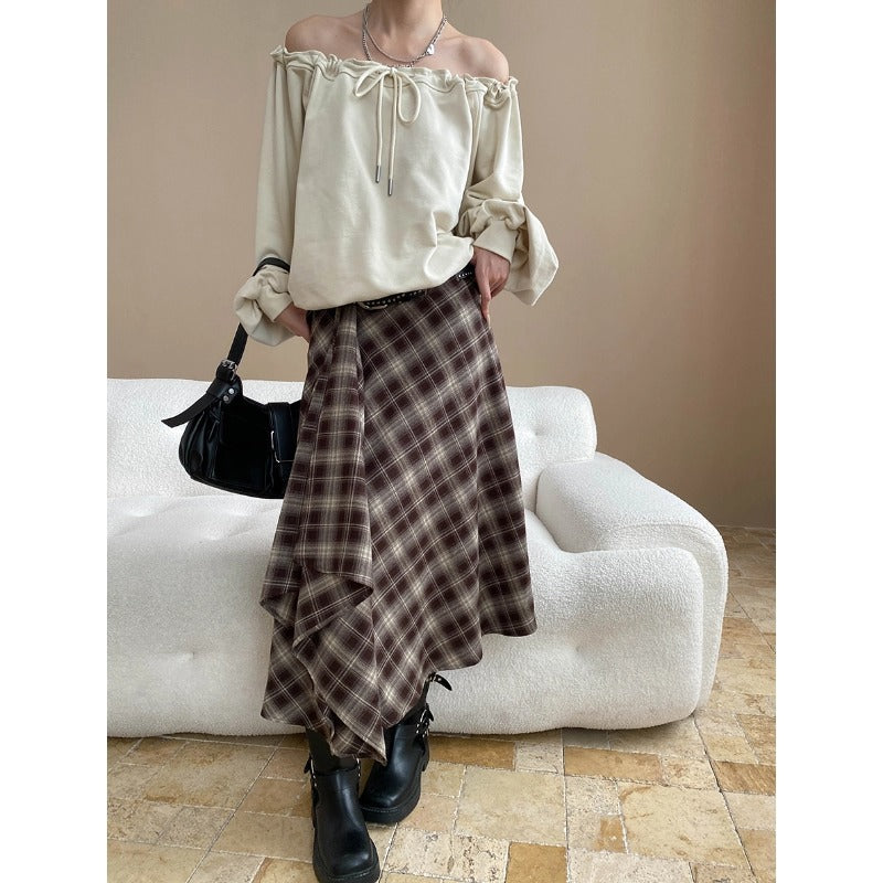 Damen Off-Shoulder-Bluse mit Puffärmeln Großzügig