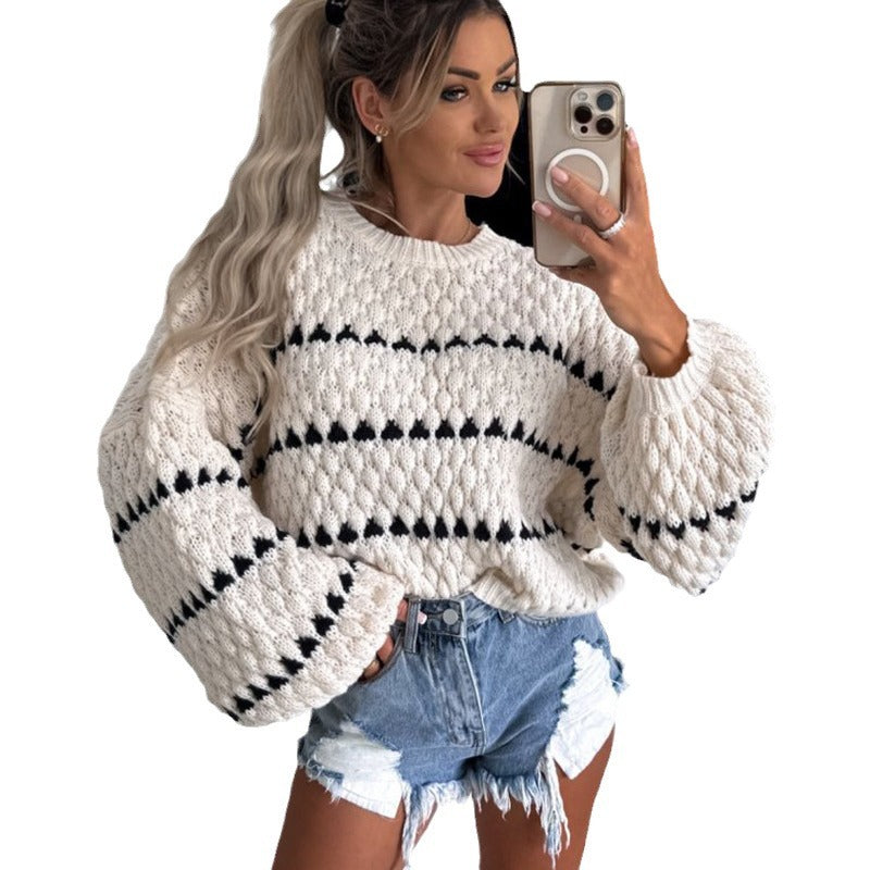Damen Grobstrickpullover Einzigartiges Muster Norvielle