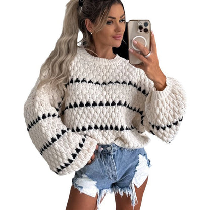 Damen Grobstrickpullover Einzigartiges Muster Norvielle