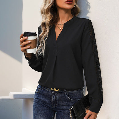Damen Bluse Spitzeneinsätze Norvielle