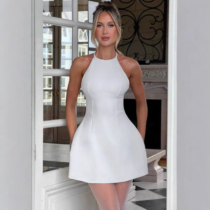 Damen A-Linien Minikleid Schmales Halterdesign Figurschmeichelnd - Norvielle