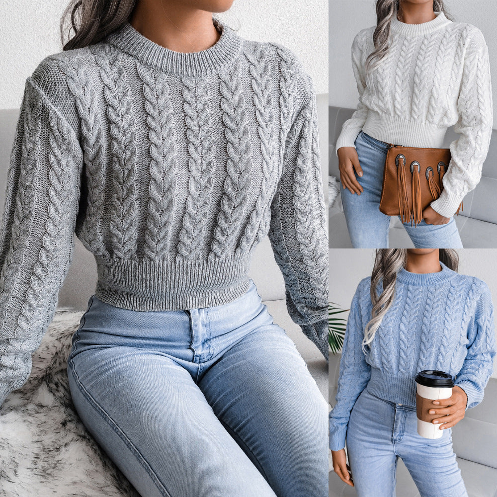Damen Strickpullover Kuschelig Zopfmuster Tailliert Norvielle - Norvielle