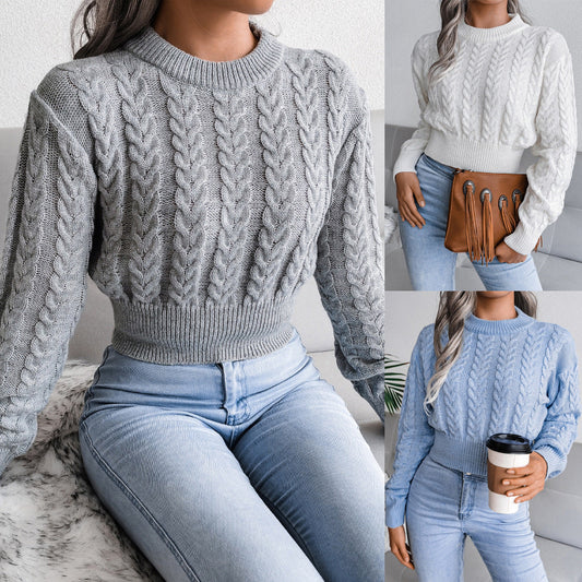 Damen Strickpullover Kuschelig Zopfmuster Tailliert Norvielle - Norvielle