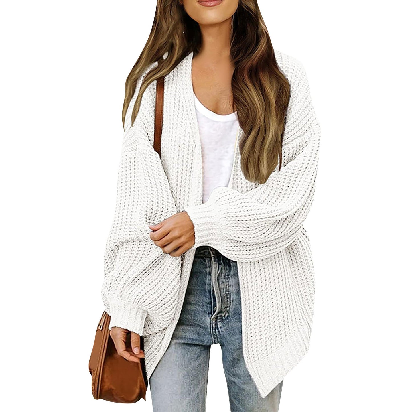 Damen Grobstrickjacke Lässiger Schnitt Überschnittene Schultern