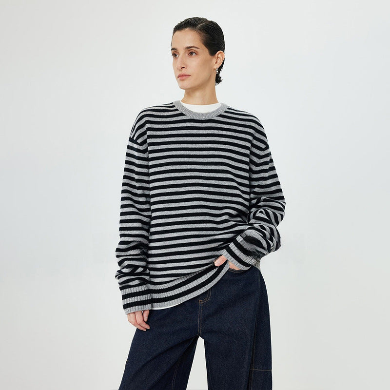 Damen Rollkragenpullover Streifenmuster Norvielle
