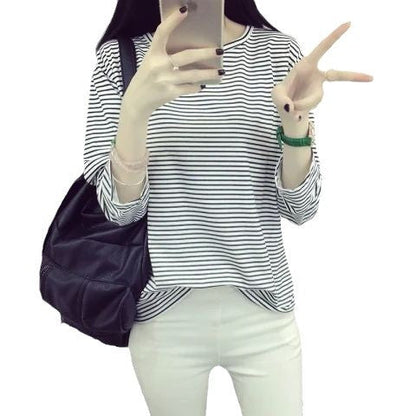 Damen Langarmshirt Streifen Weiches Jersey Lässig