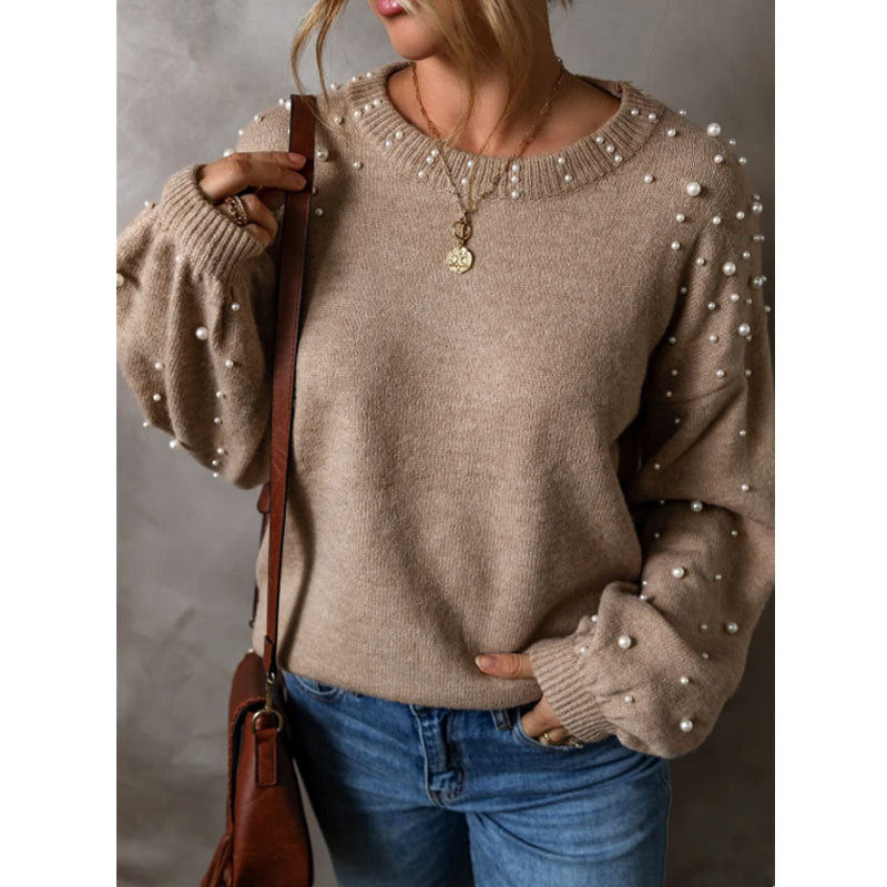 Damen Strickpullover mit Perlendetails