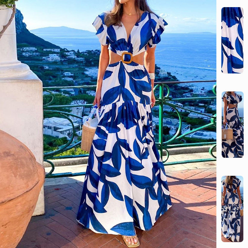 Damen Maxikleid Tailliert Rüschen Norvielle - Norvielle