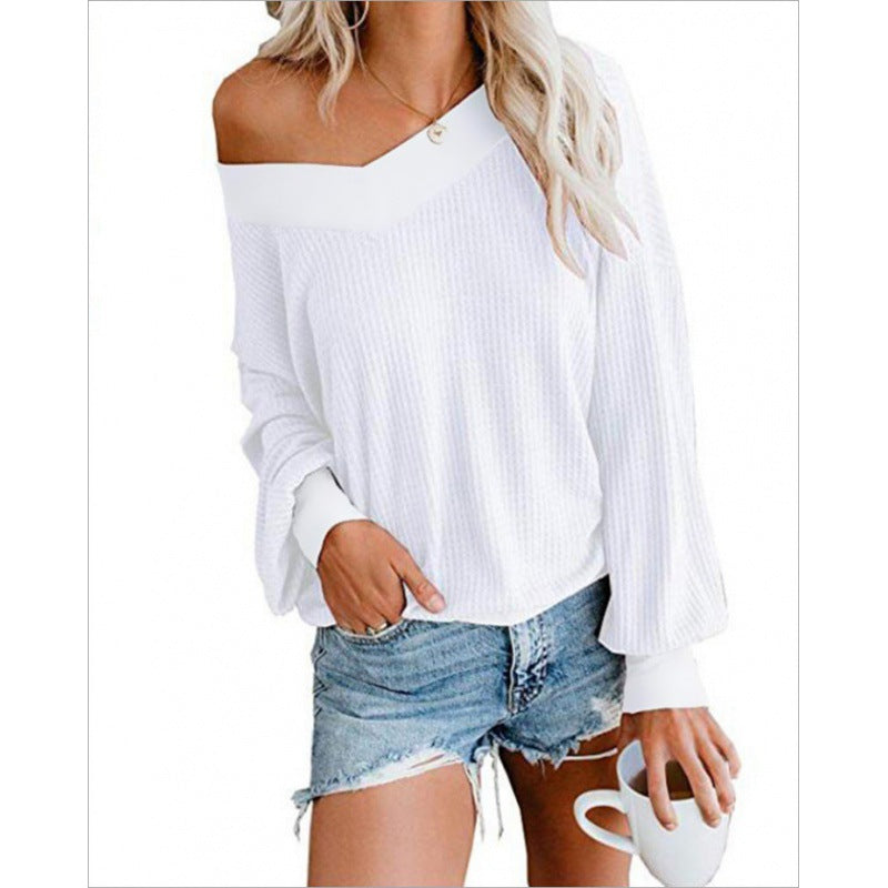 Damen Off-Shoulder Strickpullover Voluminöse Ärmel Norvielle