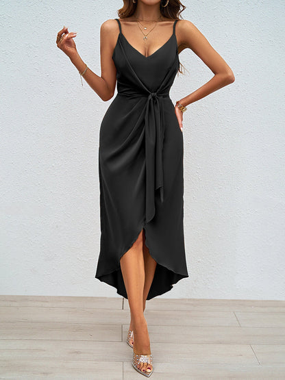 Damen Wickelkleid V-Ausschnitt Asymmetrischer Saum Norvielle
