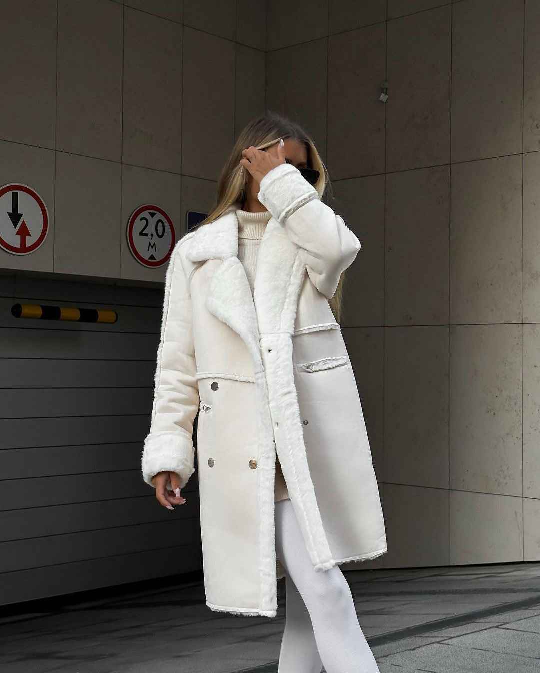 Damen Winterjacke Reverskragen Fleece