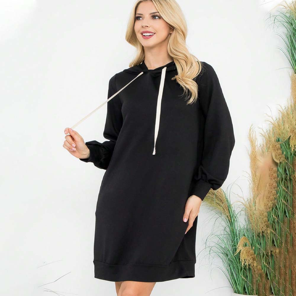 Damen Hoodie-Kleid Puffärmel Kängurutasche Norvielle - Norvielle