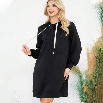 Damen Hoodie-Kleid Puffärmel Kängurutasche Norvielle - Norvielle