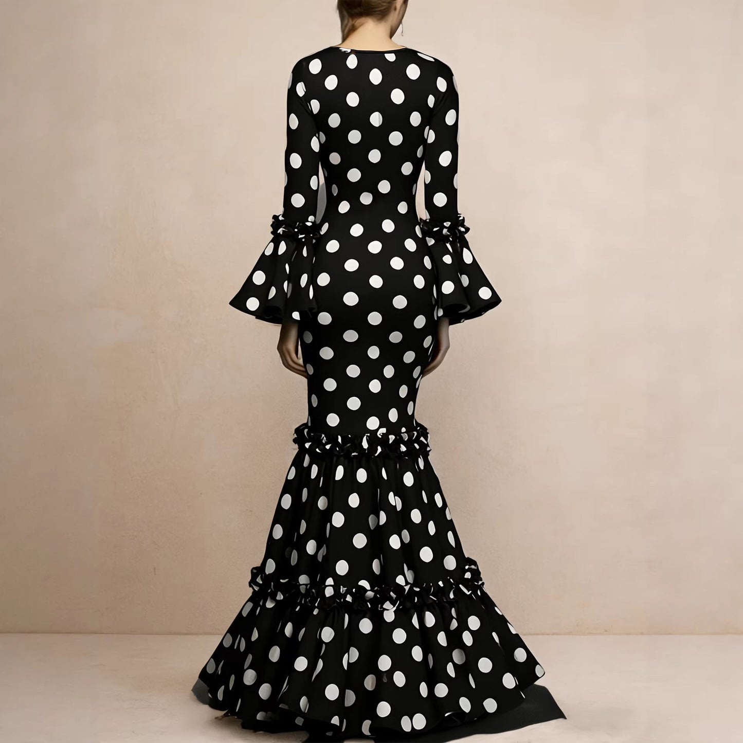 Damen Maxikleid mit Volant und Polka-Dots Norvielle