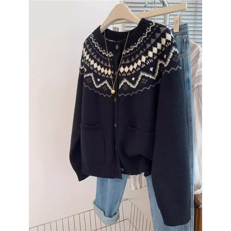 Damen Strickjacke traditionelles Muster Norvielle