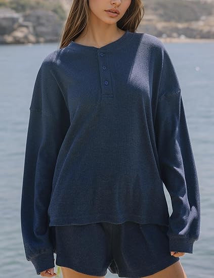 Damen Langarm-Pullover mit Knöpfen und Details aus Baumwolle Beige