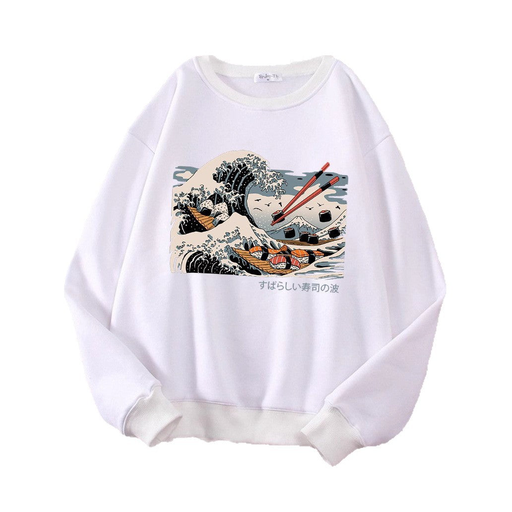Damen Sweatshirt Wellen-Design Gemütlich Norvielle