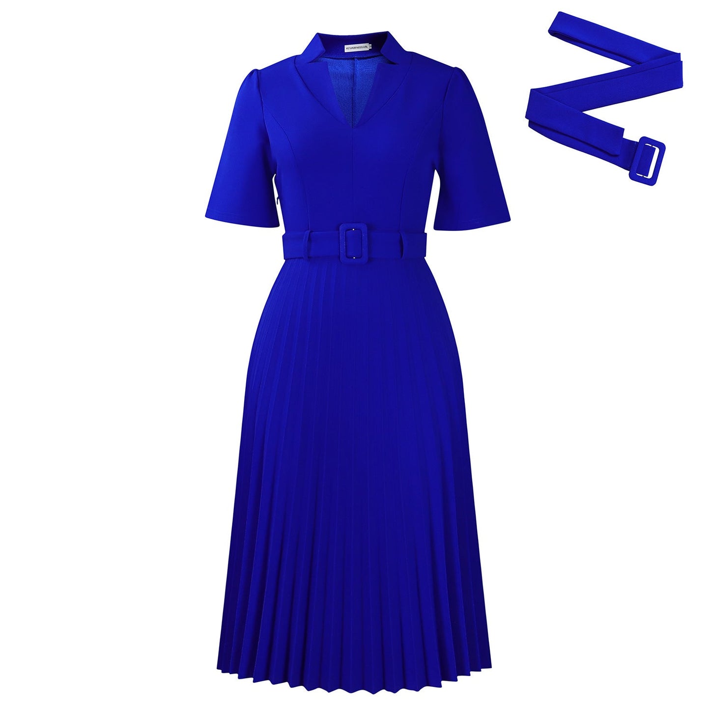 Damen Plissee-Kleid mit Taillierung und Gürtel