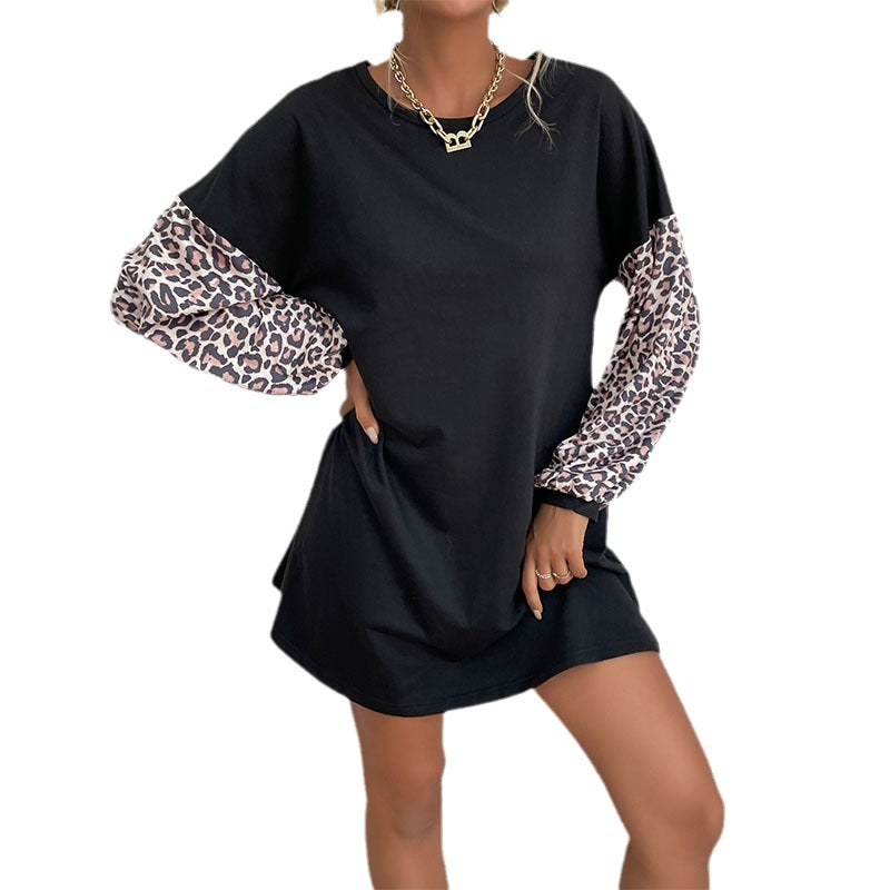 Damen T-Shirt Lässig Animalprint Ärmel