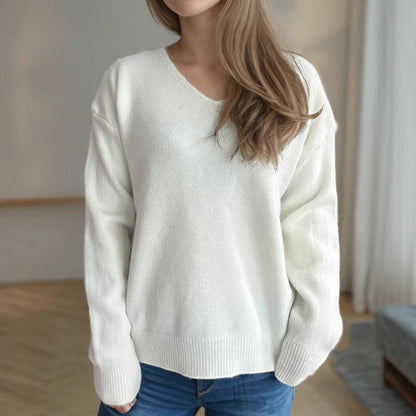 Damen Pullover V-Ausschnitt Weiches Strickstoff Norvielle