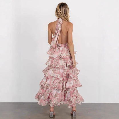 Damen Maxikleid Floraler Druck Mit Volants Norvielle