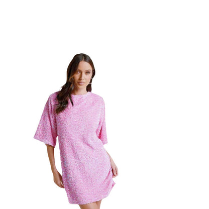 Damen Minikleid Pailletten Weite Ärmel Norvielle