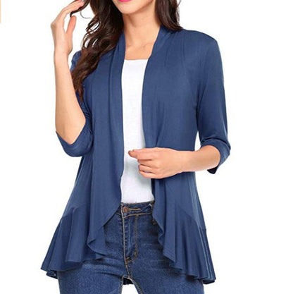 Damen Strickjacke Asymmetrisch Flatterdetails Norvielle