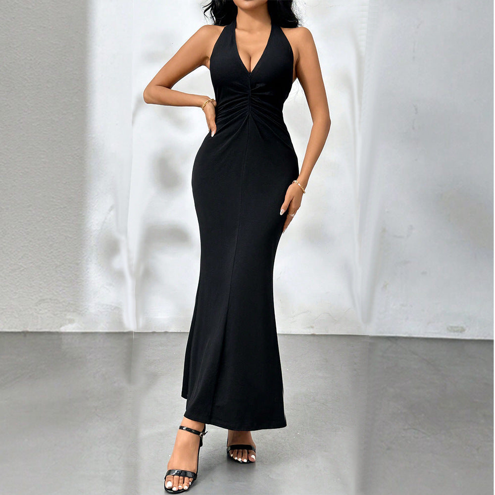 Damen Wickelkleid V-Ausschnitt Rüschensaum Norvielle