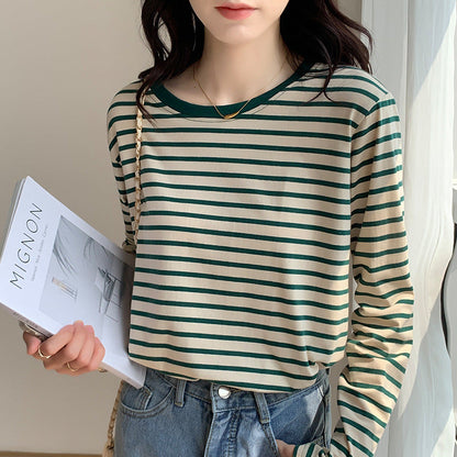 Damen Longsleeve-Shirt Maritimes Streifenmuster Lässiger Schnitt - Norvielle