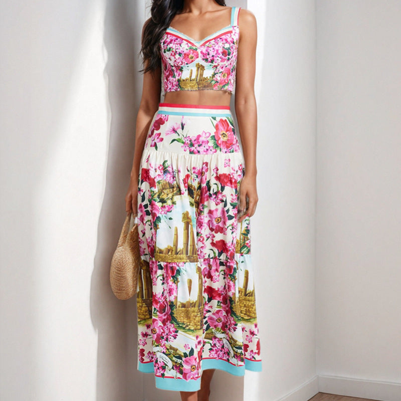 Damen Zweiteiliger Floralmuster BH-Set mit Spitze und Rüschendetails