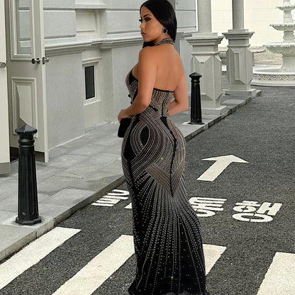Damen Abendkleid Pailletten Design Figurbetonend