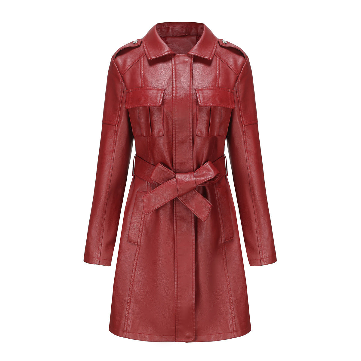 Damen Mantel Mid-Length Tailliert Spitzkragen