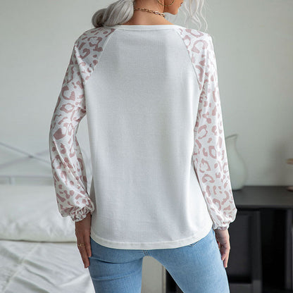 Damen Langarmshirt V-Ausschnitt Strukturierte Ärmel Details Beige