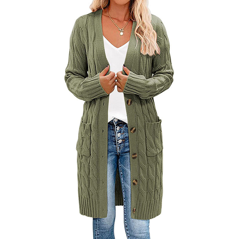 Damen Grobstrick-Cardigan mit Taschen und Knöpfen Norvielle