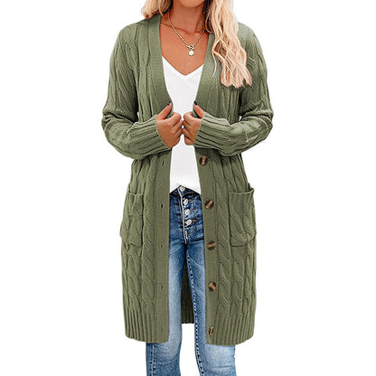 Damen Grobstrick-Cardigan mit Taschen und Knöpfen Norvielle
