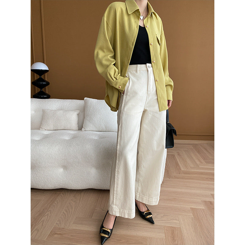 Damen Overshirtjacke Lässig Elegant Baumwolle