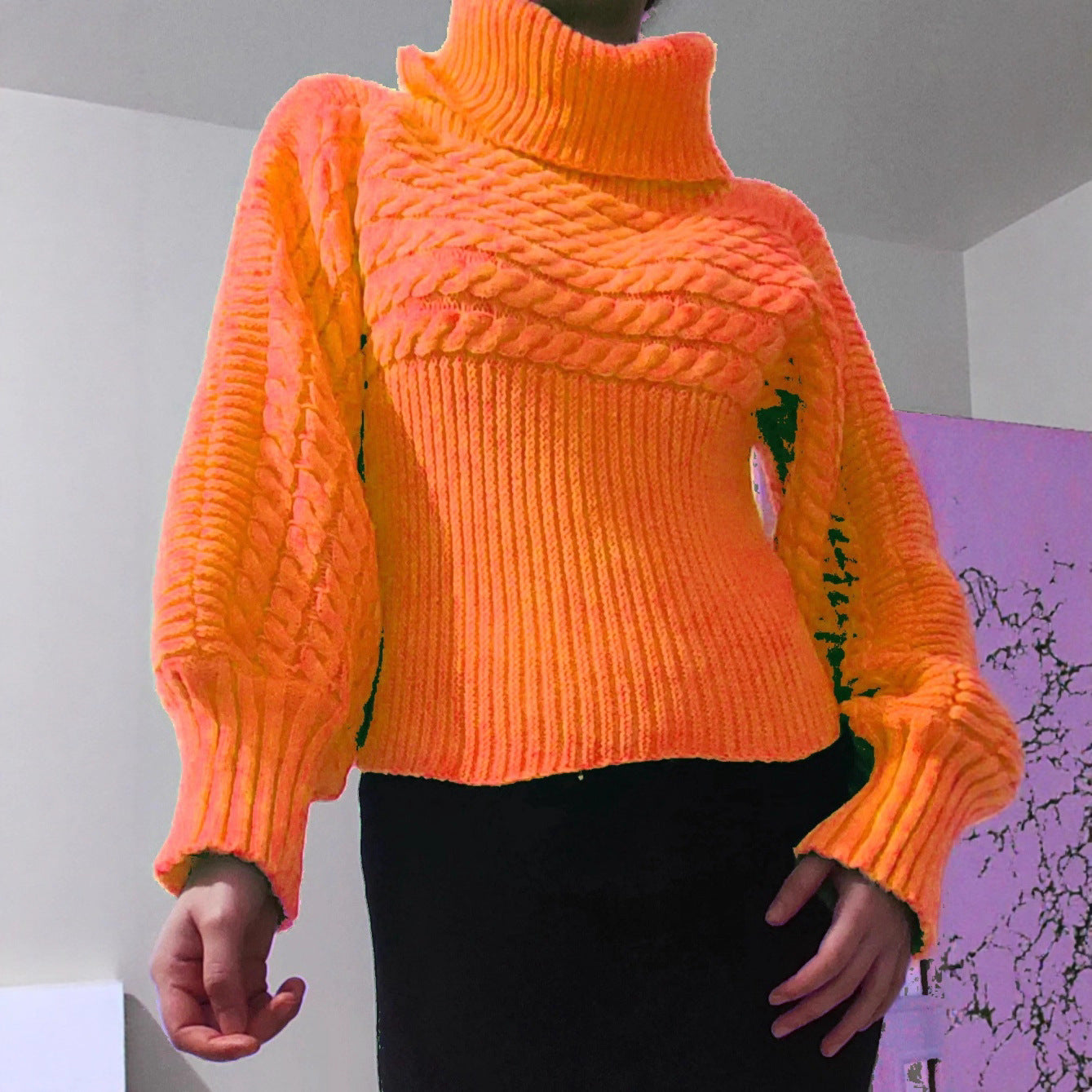 Damen Strickpullover Rollkragen Strukturiert Norvielle - Norvielle