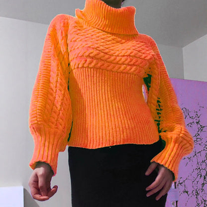 Damen Strickpullover Rollkragen Strukturiert Norvielle - Norvielle