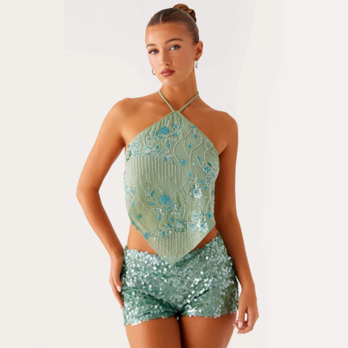 Damen Florales Design Glitzernd Weiss - Norvielle