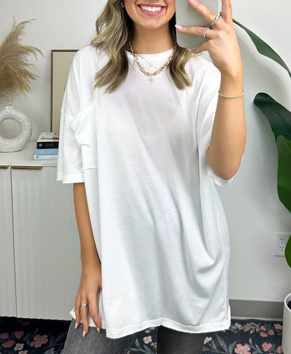 Damen Oversized T-Shirt mit Tasche aus Baumwolle