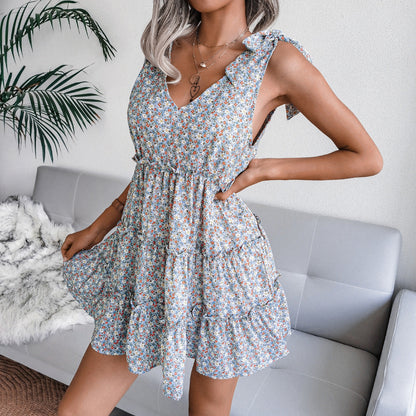 Damen V-Ausschnitt Sommerkleid mit Rüschendetails Leicht Norvielle