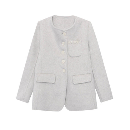 Damen Blazer aus Wolle mit Taschen und Dekor-Knöpfen