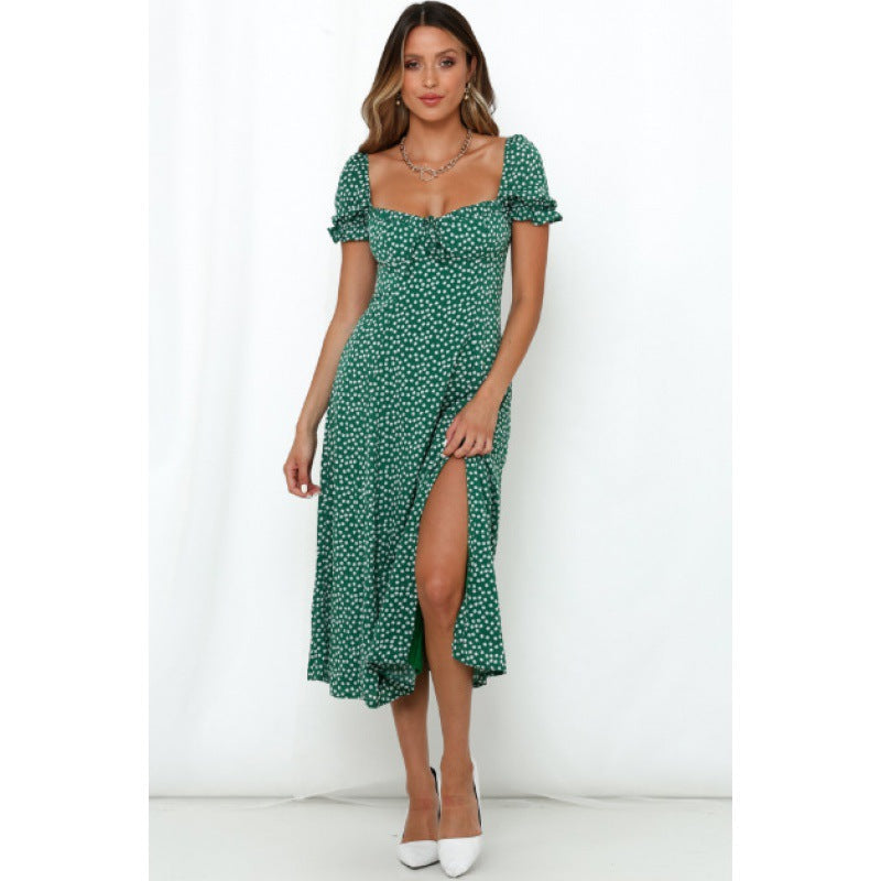 Damen Midi-Kleid Blumenmuster mit seitlichem Schlitz - Norvielle