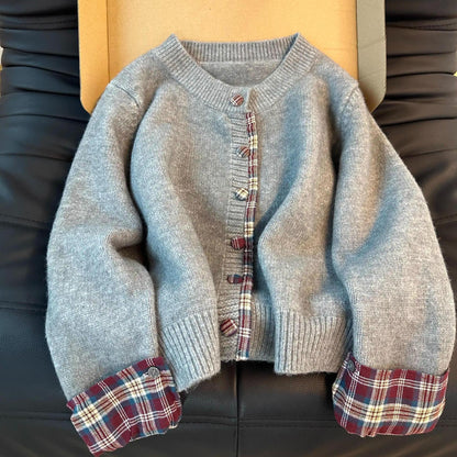 Damen Strickjacke Karomuster Weich Norvielle