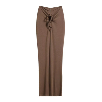 Damen Maxi-Rock Jersey Knoten-Design