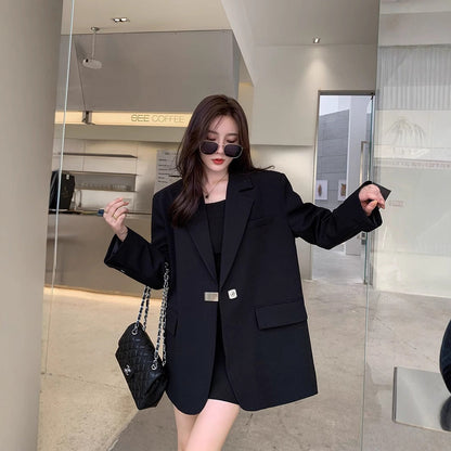 Damen Oversize Blazer Elegant Schnitt Dekorativ Schwarz - Norvielle