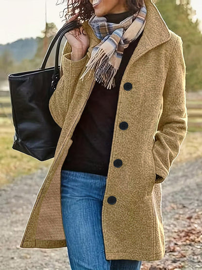 Damen Wollmantel Modern Kragen Praktische Taschen