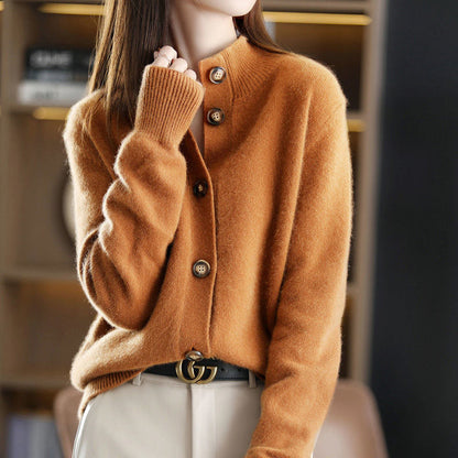 Damen Strickpullover Große Knöpfe Norvielle