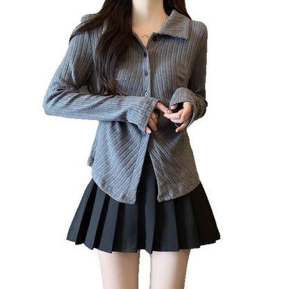 Damen Rippstrickbluse Langärmlig Norvielle